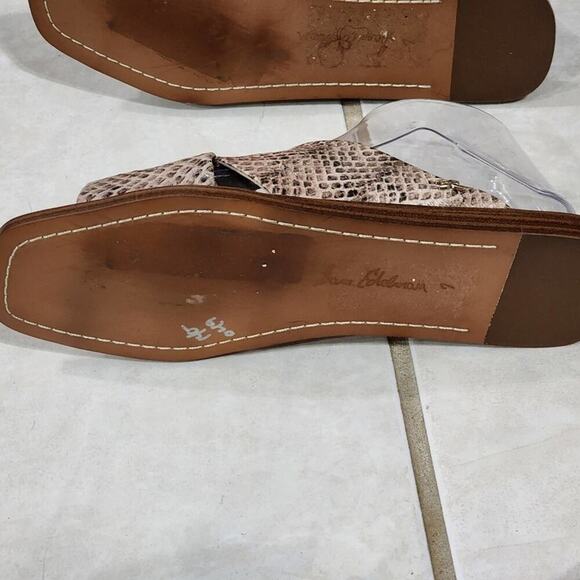 Sam Edelman Idina snakeskin Sesame Slip On Open‎ Toe Mule Slide Flat Sandal sz 7 - Picture 6 of 7